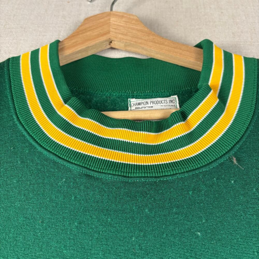 Vintage Notre Dame Champion Products 1960s Nylon Varsity Rare Green XL Sweater - Picture 3 of 9